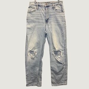 2136 | Hollister High Rise Distressed Mom Jeans Light Wash Blue Womens 24 00